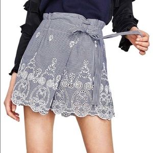 ZARA Embroidered Gingham Eyelet Plaid Skort